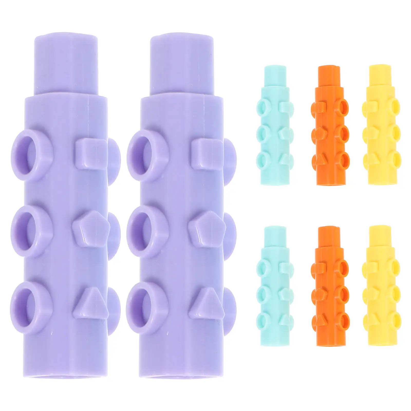 8pcs Pencil Tip Protectors Plastic Extenders Anti-Drop Caps for Triangular Hexagonal Round Pencils