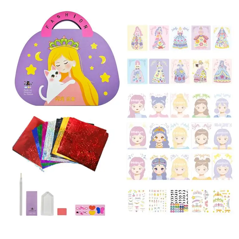 Rhinestones Picture Craft Dress Up Sticker Supplies Fine Motor Skills Improved Princess Dress Up Stickers