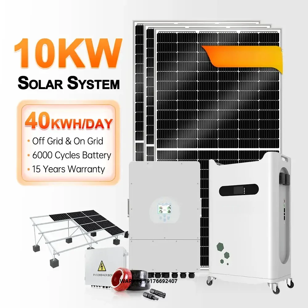 Wind Solar Hybrid Power System 10kw 20kw 30kw off and on Grid Solar Energy System Three-phase 380v Home Solar System