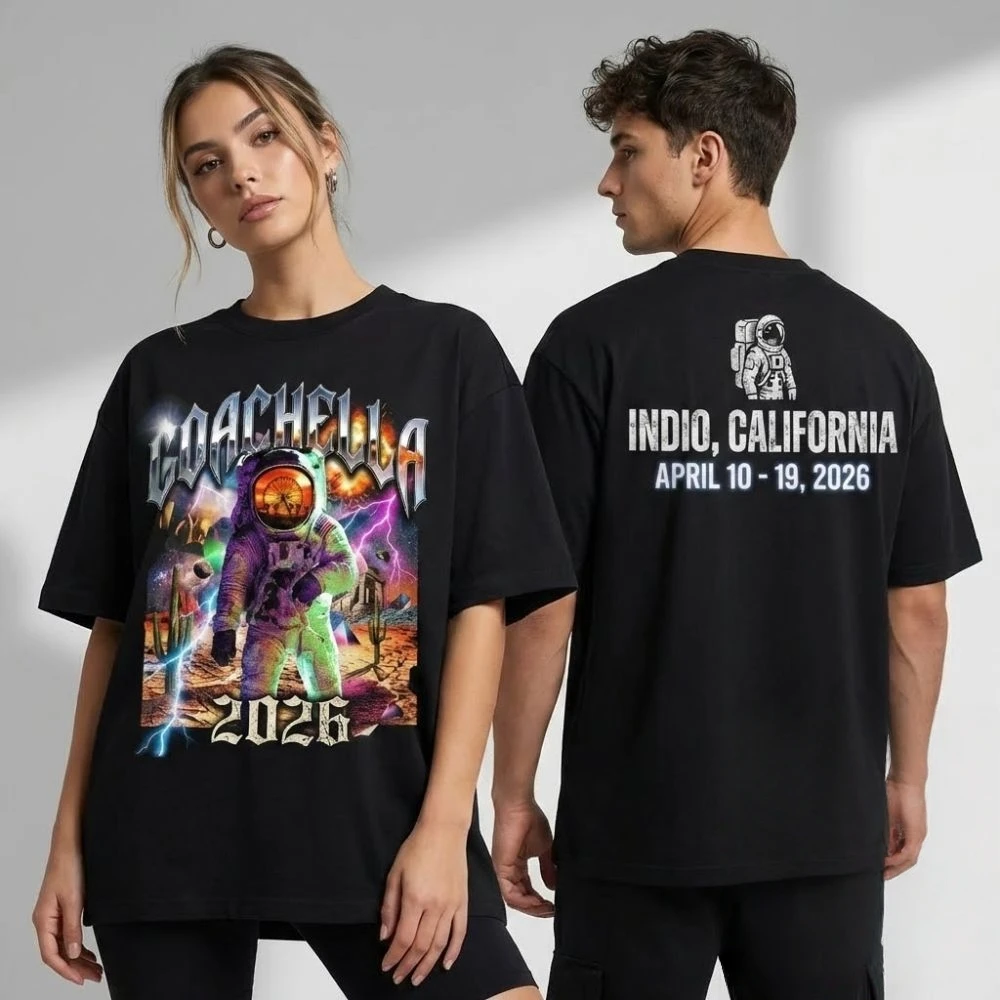 Camiseta Gráfica del Festival de Música Coachella 2026 para Hombre, Unisex, Cuello Redondo, 100% Algodón, Manga Corta, Estilo Y2K, Popular, Exclusiva, Talla Grande