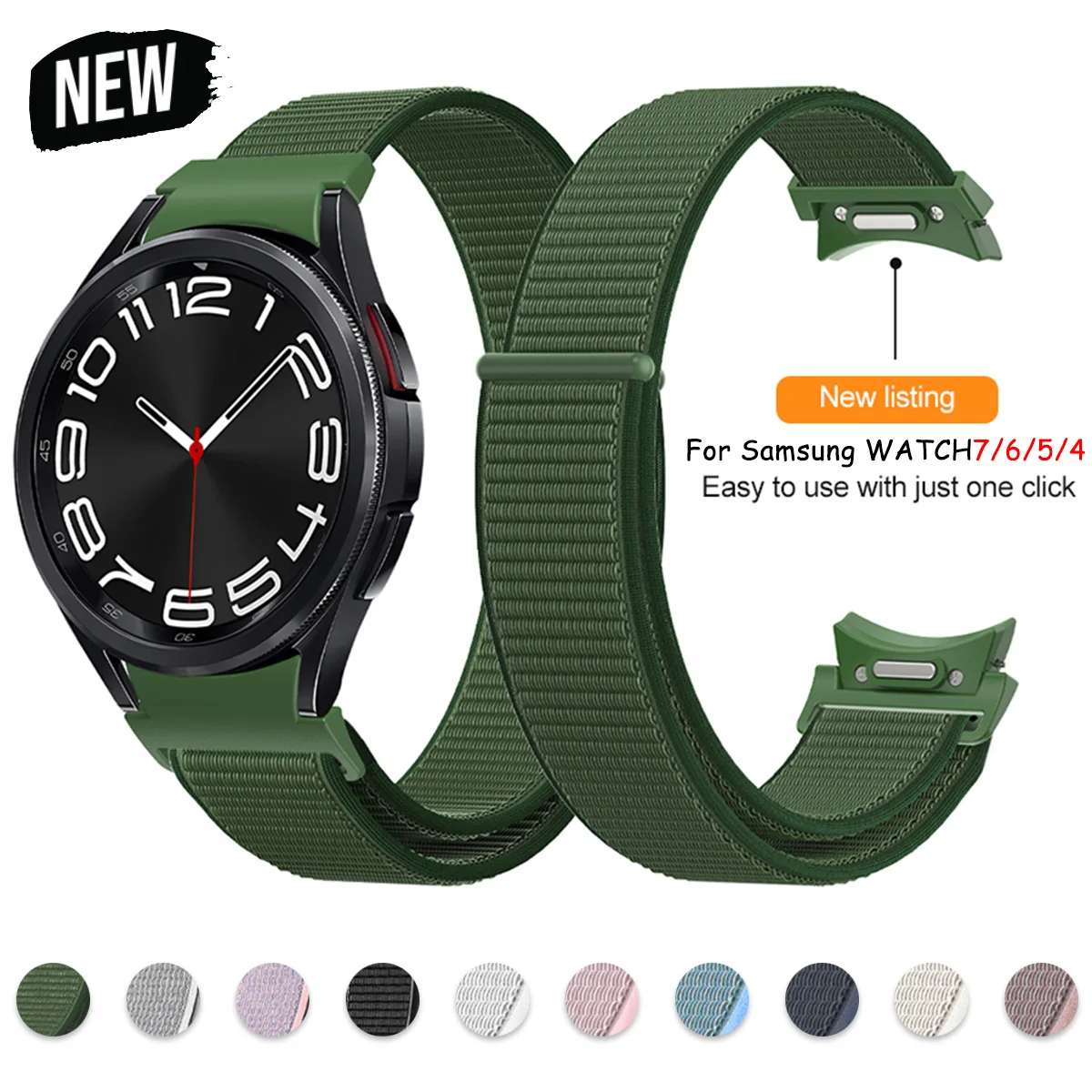 Nylon Band For Samsung Galaxy Watch 7/6/4/classic/5 pro 44mm 40mm No Gaps sport loop correa bracelet Galaxy Watch 7 Wrist Strap