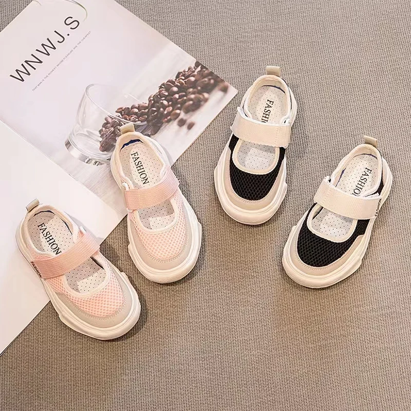 Little Girls Air Mesh Ballet Sneakers 2026 New Summer Kids Platform Sports Sandals Non-slip Chic Versatile Outdoor Hiking Shoes