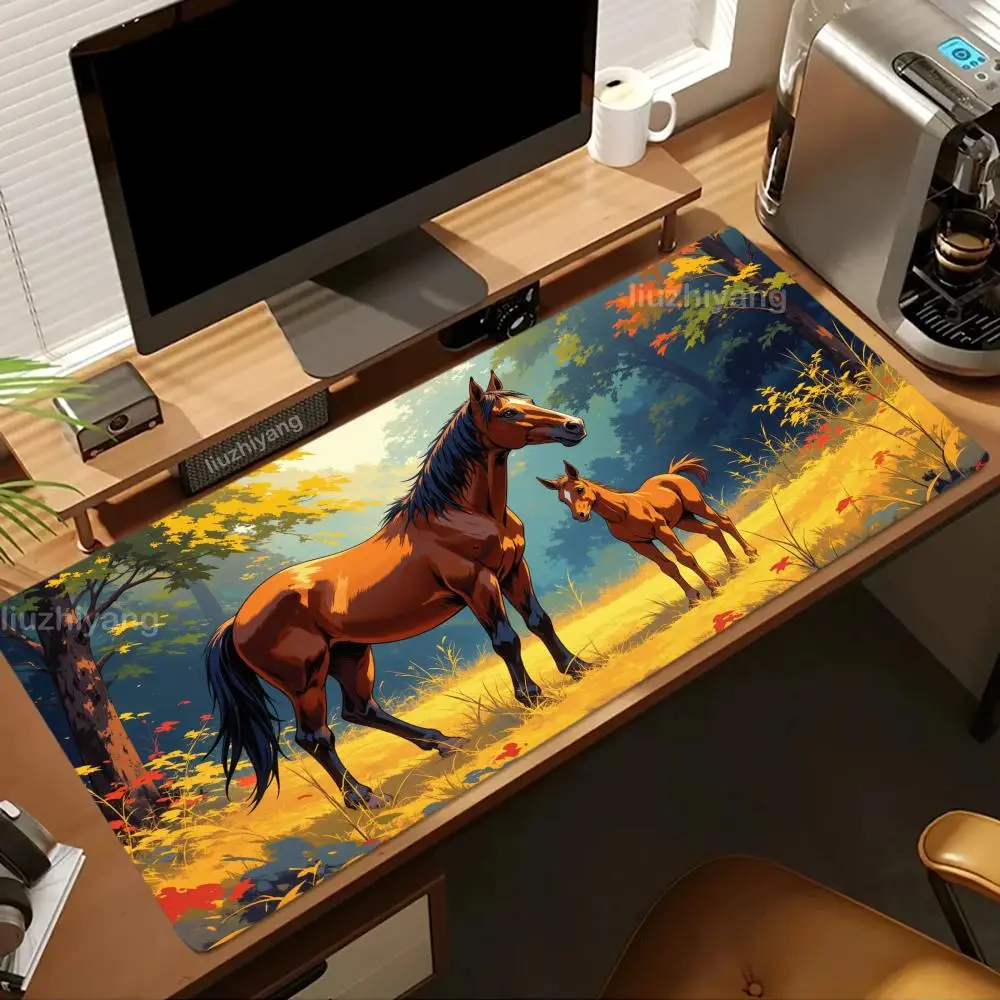 Animais família mouse pad grande computador escritório jogo tapete de mesa xxl borracha antiderrapante costurado borda pc teclado tapetes de mesa longa
