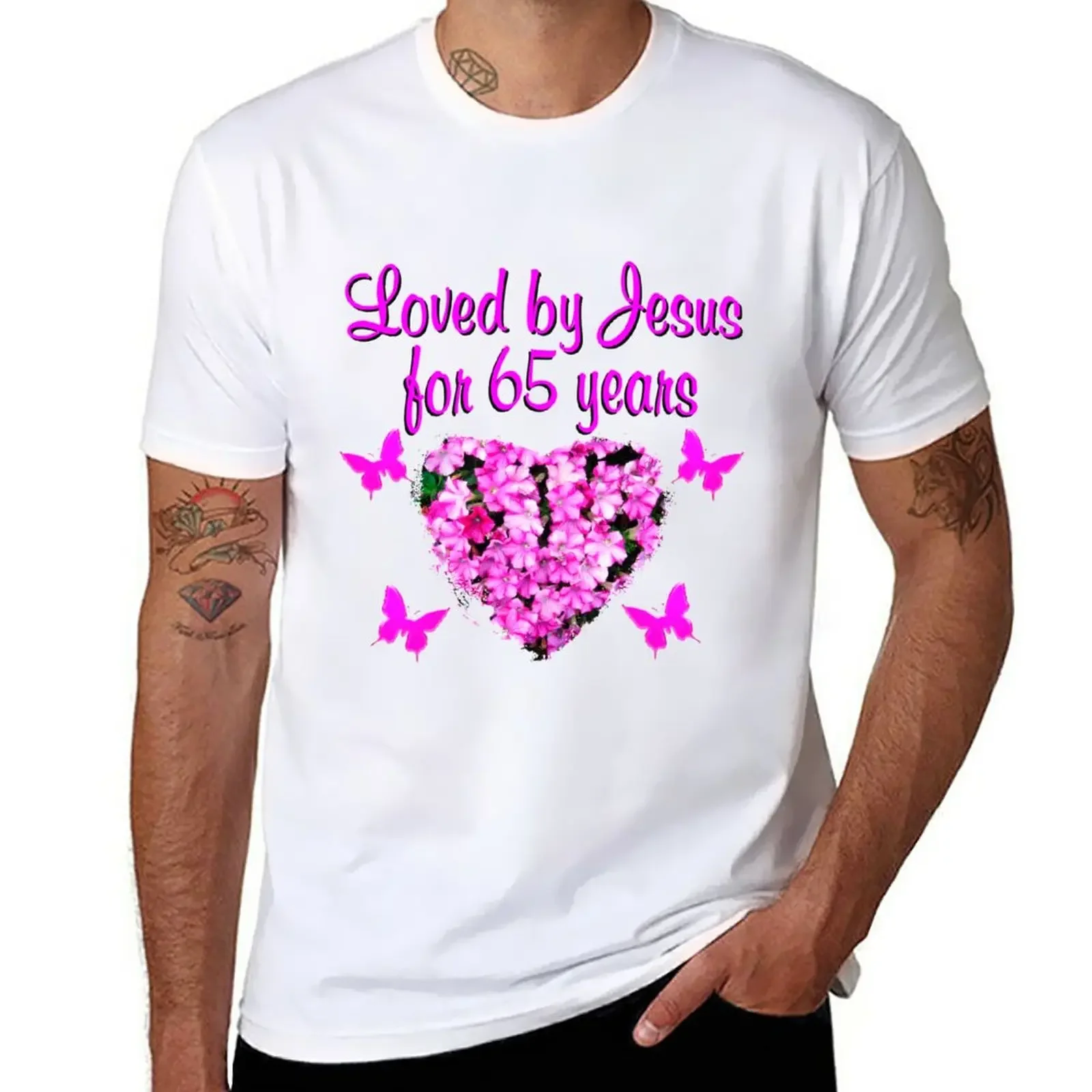 

PRETTY PINK WILD FLOWER 65TH BIRTHDAY PHOTO T-Shirt anime tops mens clothes