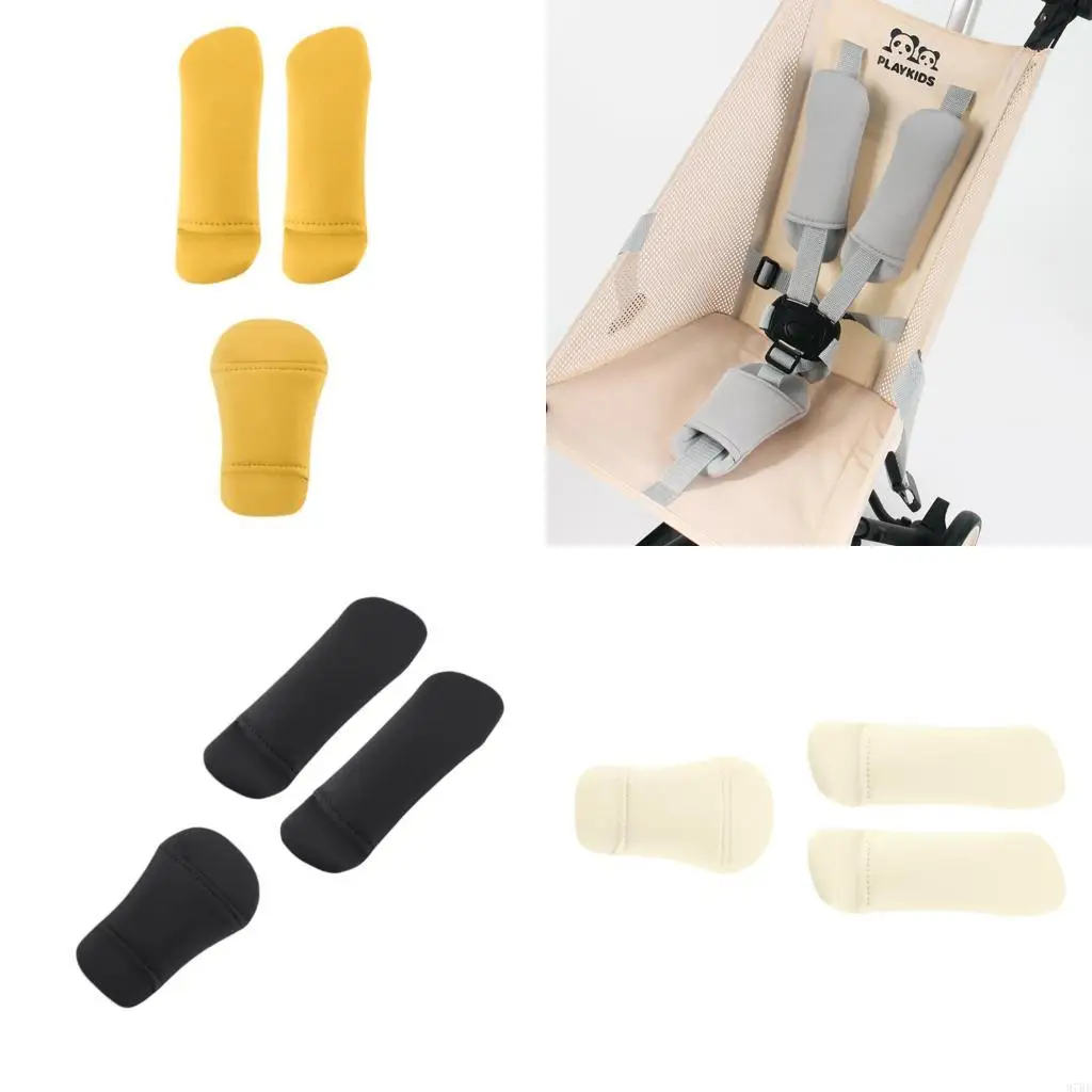 

97BE Comfortable Shoulder Pads And Crotch Protectors For Car Strollers 3 Piece Set