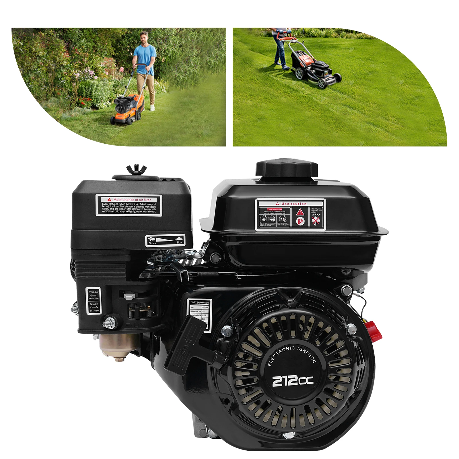 Motore a benzina OHV a 4 tempi da 7,5 HP 212 cc per uso pesante 3600 giri/min, serbatoio da 3,6 litri, 30,38 libbre