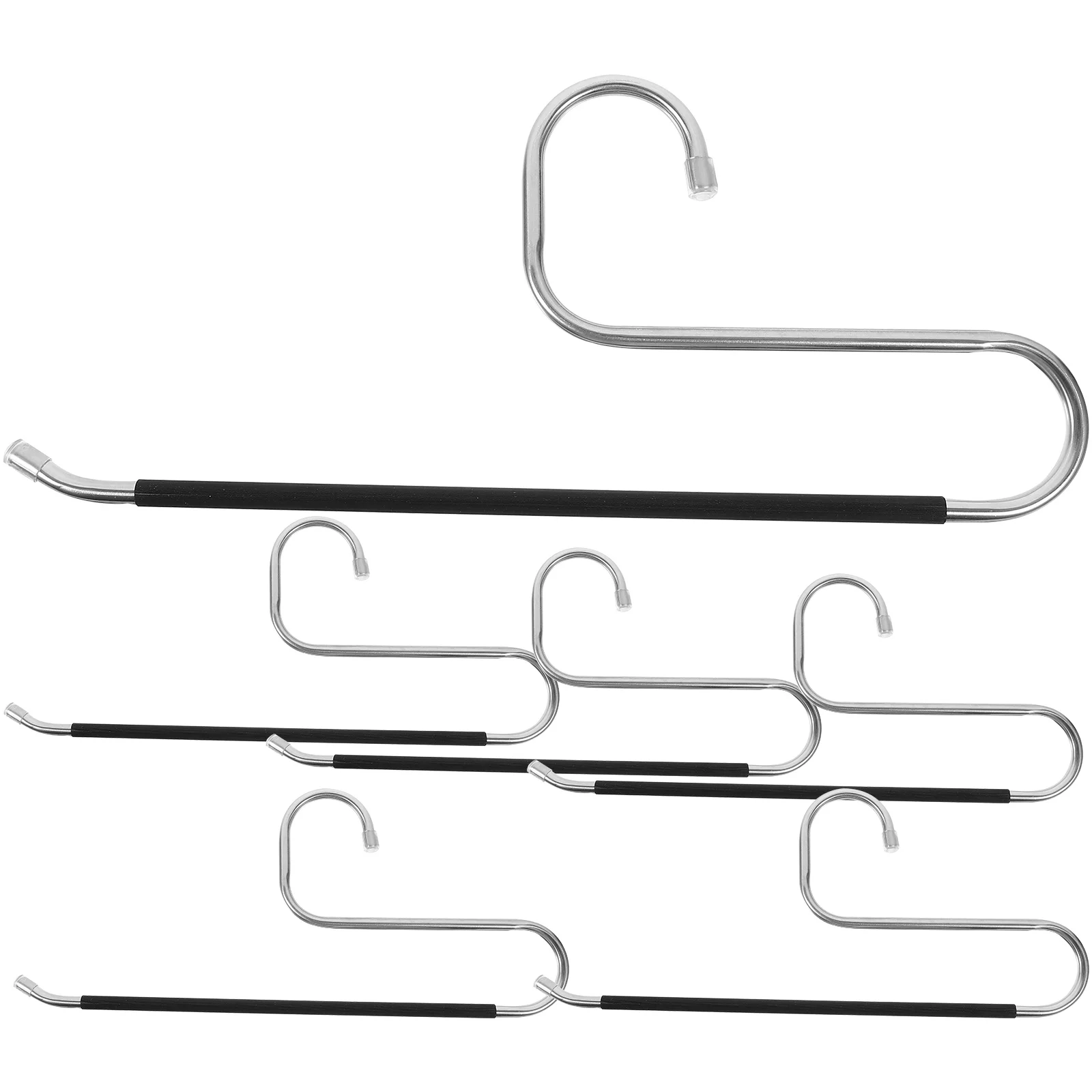 

6pcs Pvc Stainless Steel Pants Hangers Anti-Slip Space-Saving Open-Ended Closet Organizers For Scarves Towels Trousers Hanger