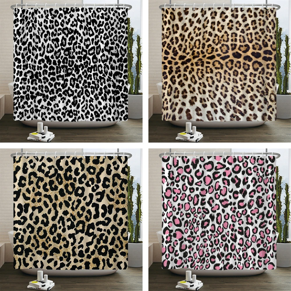 Modern Leopard Shower Curtain 3d Bathroom Curtain With Hooks Decorative Partition Screen 180*240 Polyester Washable Cloth