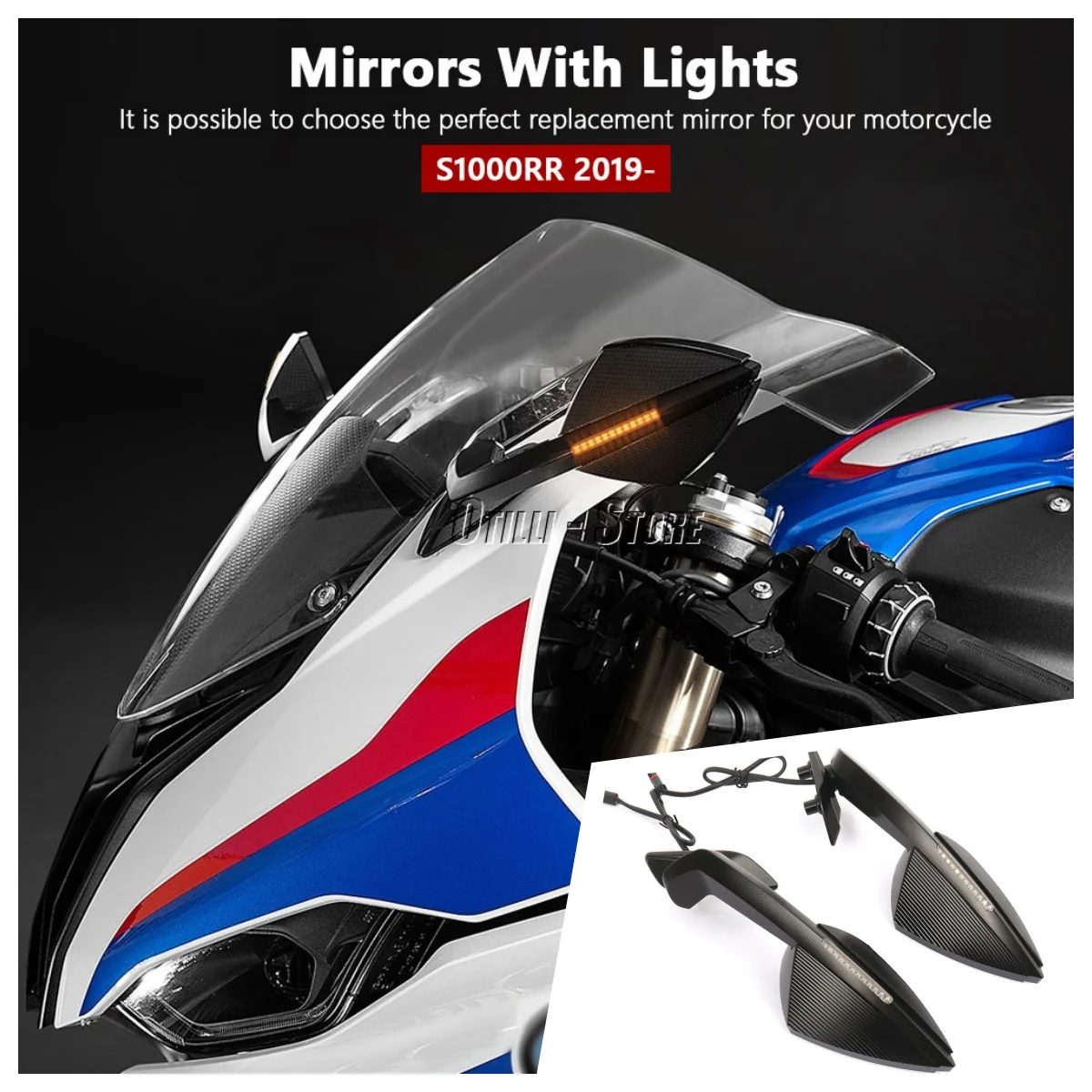 

Motorcycle Accessories Aluminum Rearview Mirror With LED Turn Signal Light Side Mirrors For BMW S1000RR S 1000 RR S1000 RR 2019