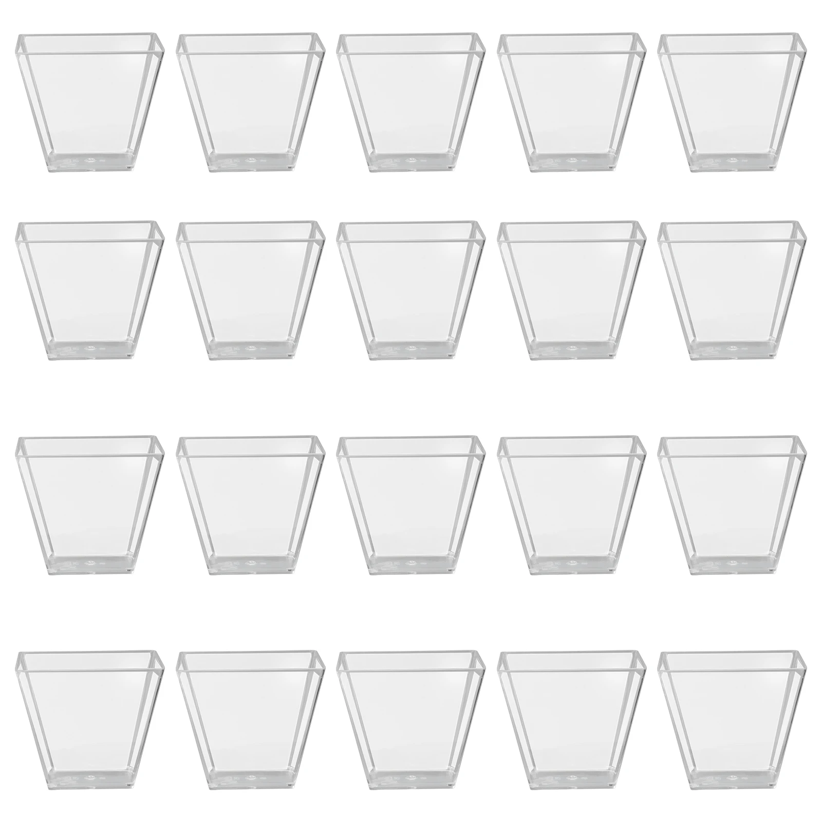 

100PCS Disposable Transparent Dessert Cups Hard Plastic Trapezoid Square Dessert Cup Food Grade Plastic Portion Cups New 60ML