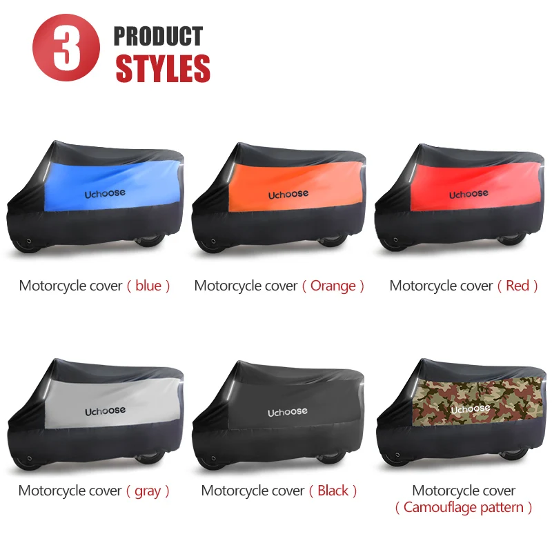190T Universal Uchoose Motorcycle Cover Waterproof Outdoor With Reflective Strips Protector Covers Scooter Motorcycle Raincoat