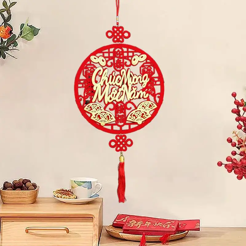 2025 Spring Festival Pendants Lunar New Year Hangable Decoration Vietnamese Letter Spring Festival Fan Ornament For Wall