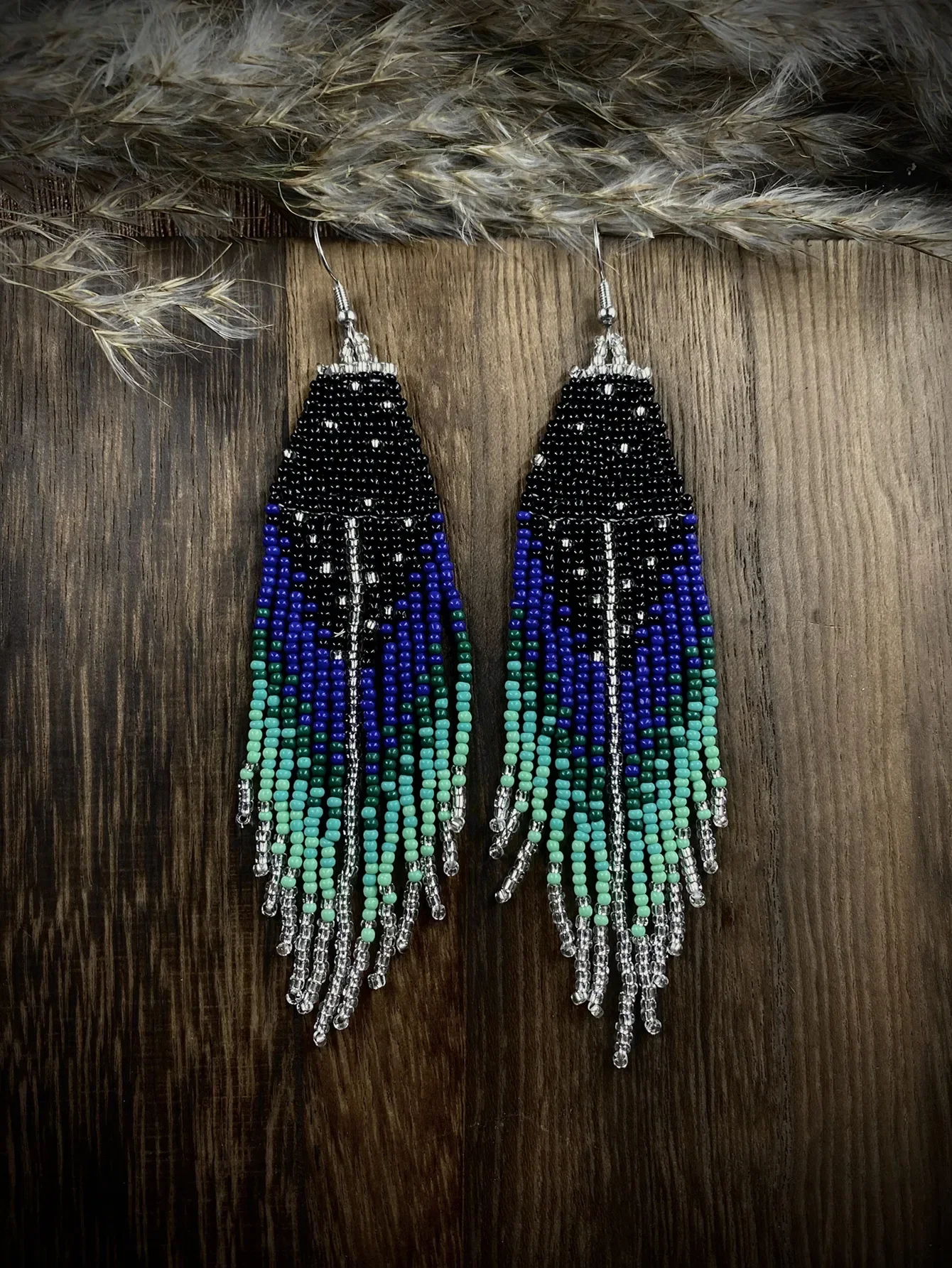 Tassel Earrings  Hand knitting  Beaded  babysbreath  personality  fashion  Bohemia  geometry  alloy  ma'am  Rice Bead Earrings