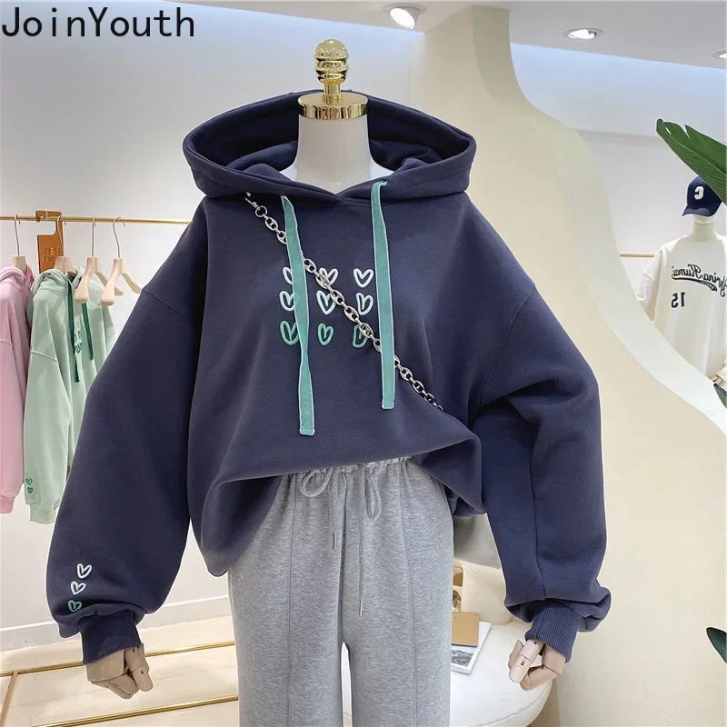 Joinyouth Winter Clothes Women Hooded Thicked Sweatshirt Loose Casual Oversized Tops Mujer Chic Embroidery Korean Hoodies 99647