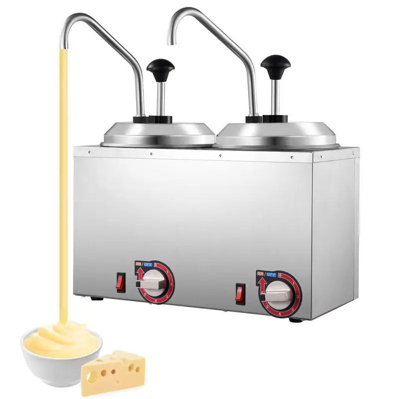 Hot Fudge Warmer Temp Adjustable Cheese Dispenser Chocolate Melting Machine Cheese Making Kit Double Pumps Dispenser For Homes