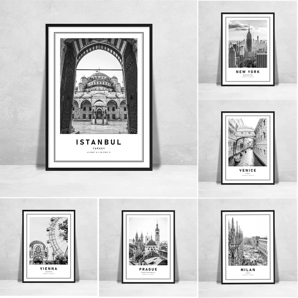 Milan Italy Print Europe TraveI Poster New York Travel Poster Istanbul Canvas Painting Vintage Picture Office Home Room Wall Art