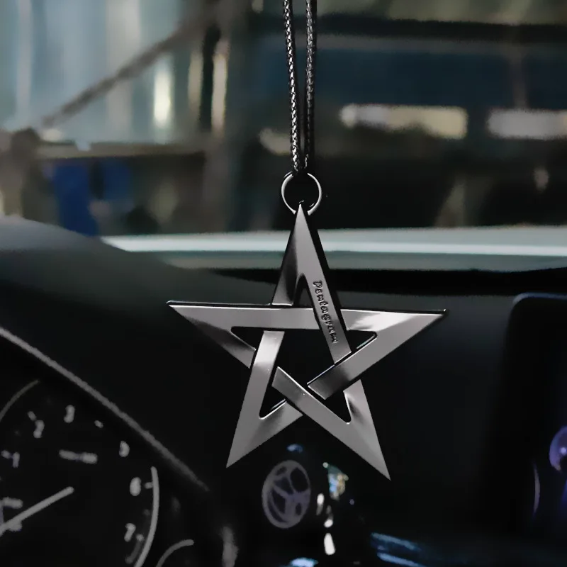 Car Ornament Metal Compass Guide Star Ins Lover Rearview Mirror Hanging Pendant Creativity Zinc Alloy Sanskrit Chain Decoration