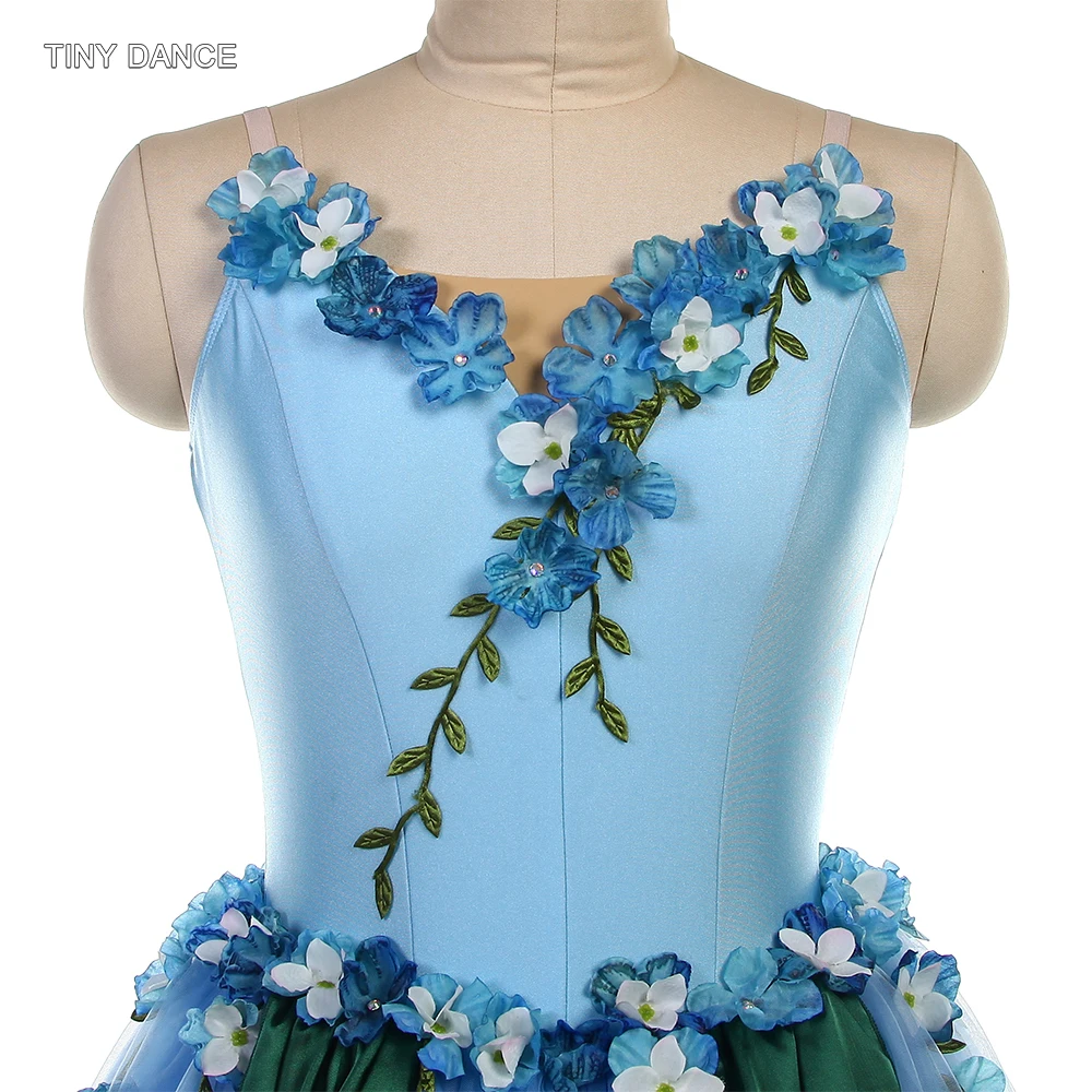 Adulte filles bleu ciel Spandex romantique Tutu Camisole longue robe Ballet danse Costume femmes ballerine Performance tenue 25183