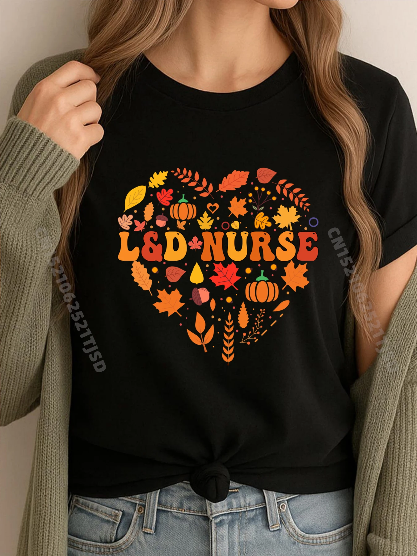 

Fall L D Nurse Thanksgiving Groovy Labor And Delivery Nurse Blue And White Graphic T Shirts Luxury Clothes Woman Cool