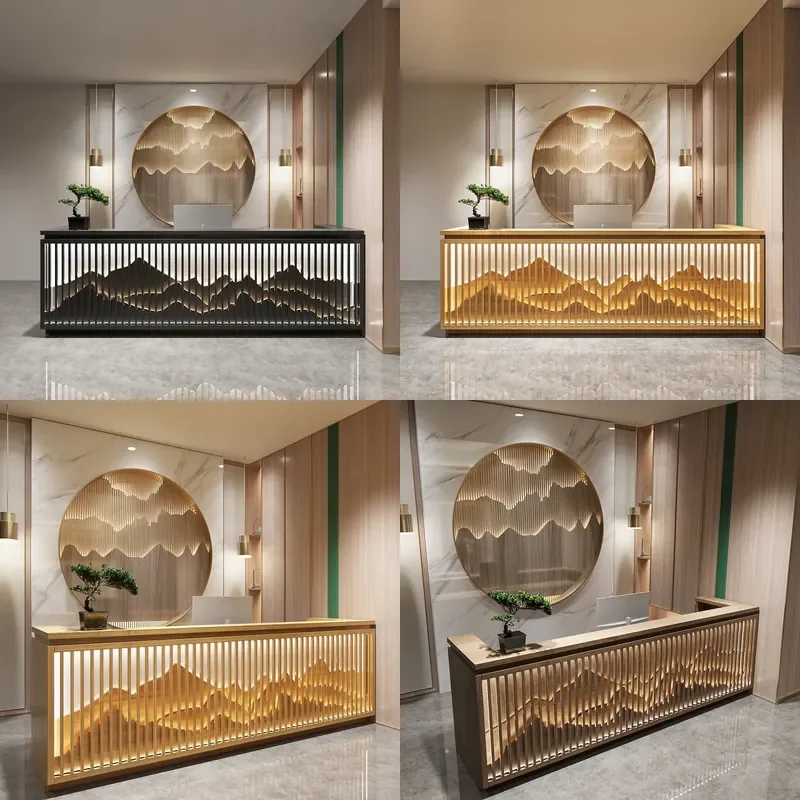Chinese Style Reception Desk for Small Shop Teahouse Yoga Studio Bar Hotel Front Office Counter Furniture