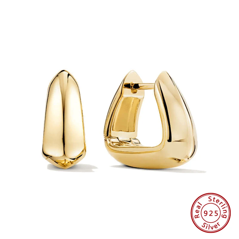 

925 Sterling Silver Earrings Original Certificate Geometric 3D Triangle Ear Clip Stud Earrings For Women Factory Direct Sales
