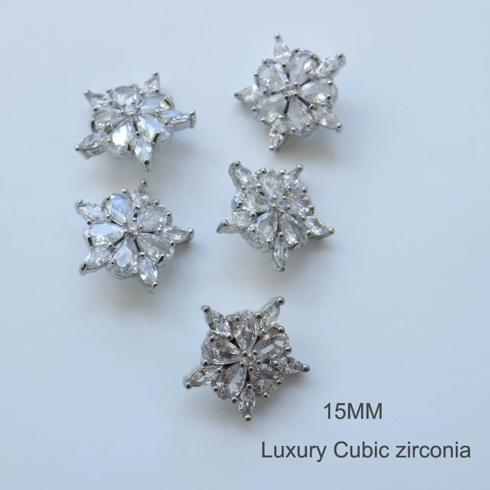 5pc/lot DIY Luxury crystal buttons Cubic zirconia button for coat shirts Decorative CZ sewing buttons for cashmere Knit cardigan