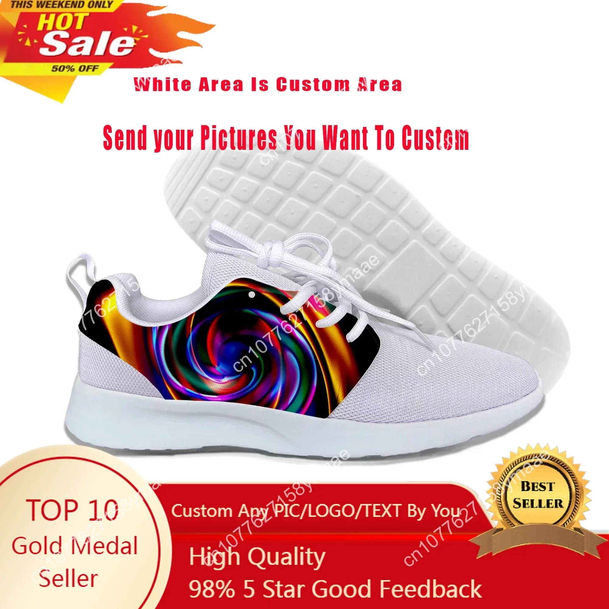 

Hot Colorful Vortex Tie Dye Swirl Abstract Rainbow Running Mesh Shoes Men Women Casual Breathable Sneakers Latest Sports Shoes