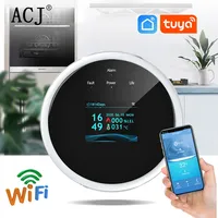 ACJ WiFi LPG GAS Leakage Natural Combustible Detector Smart LED Screen Gas Leak Sensor Alarm Home Security System for Kitchen