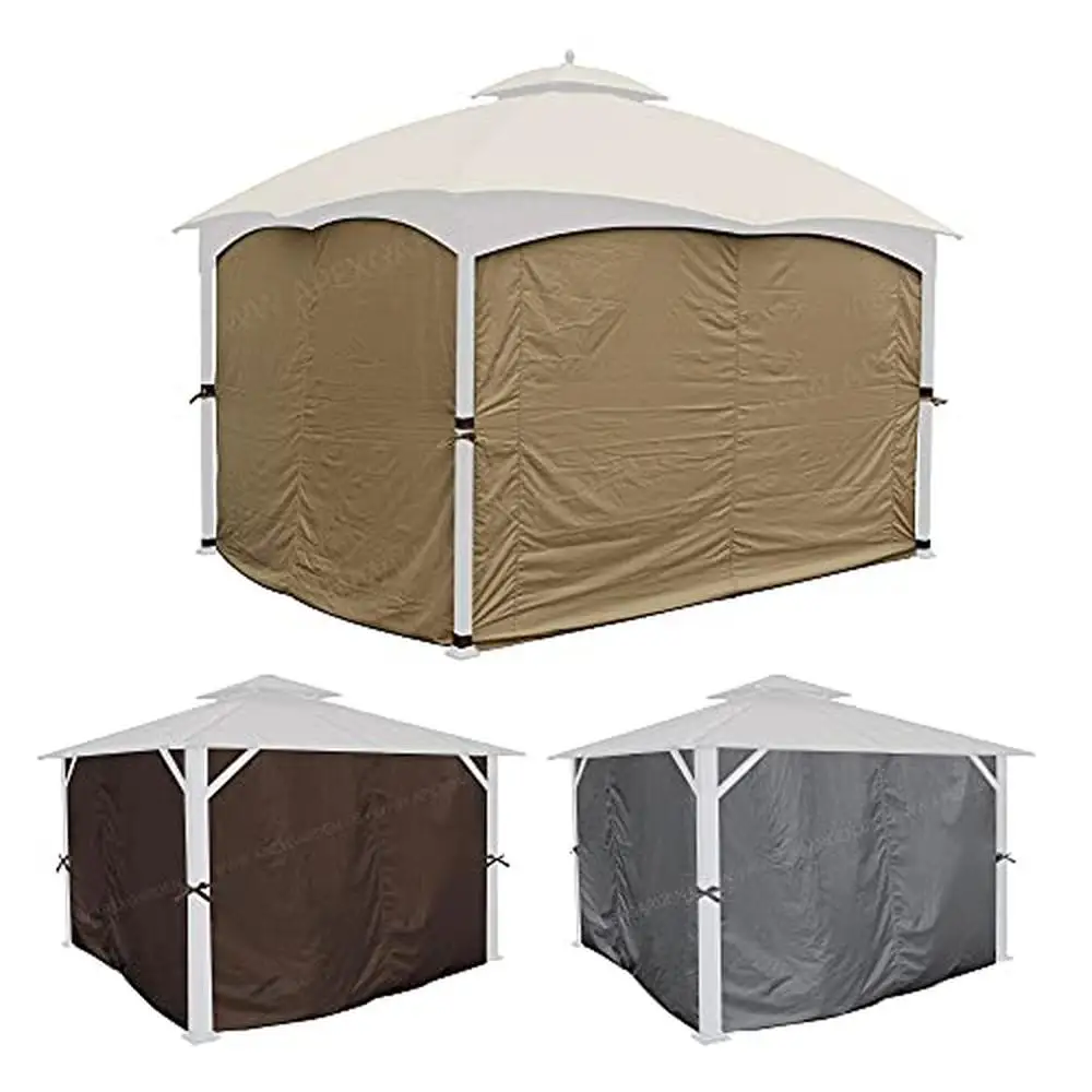 Ensemble de rideaux d'intimité Gazebo, boîtiers hydrofuge, entrée zippée, beige, 10x12