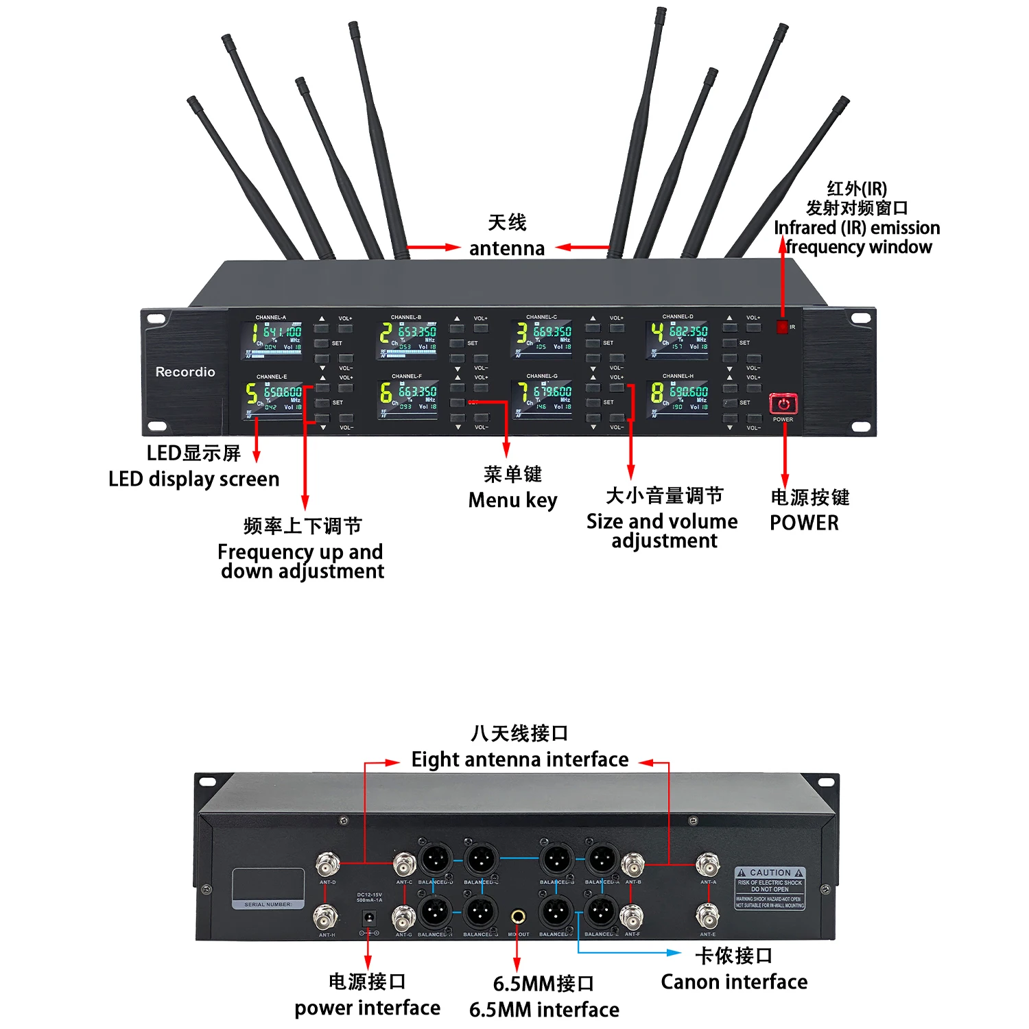 

GAW-DH3800 Stage Professional Wireless Microphone One To Eight System UHF 80 Meters Distance High Fidelity Pickup