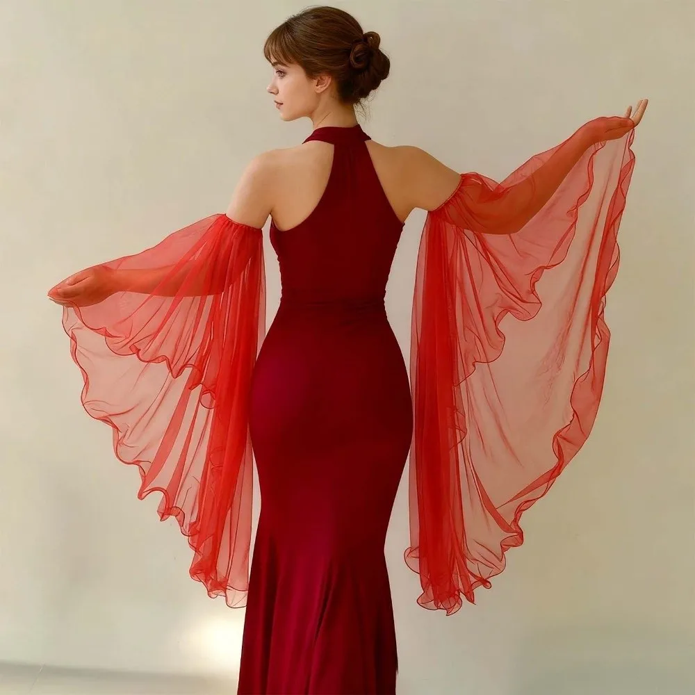 

1 pair Chiffon Fabric Fake Sleeves Flare Shape Sheer Mesh Arm Covers Breathable Soft Flowy Design Detachable Cuffs Arm Slimming