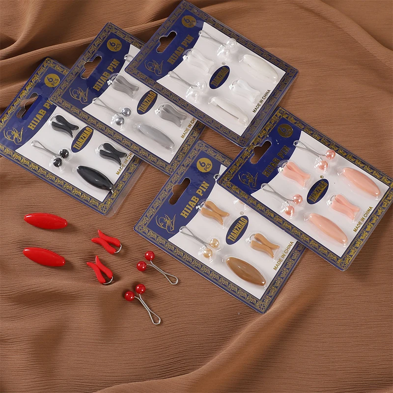 Fashion Combination Scarf Clip Brooch Pins For Women Solid Colors Decorated Accessories Muslim Hijab Scarf Pins 3.5*1.7cm