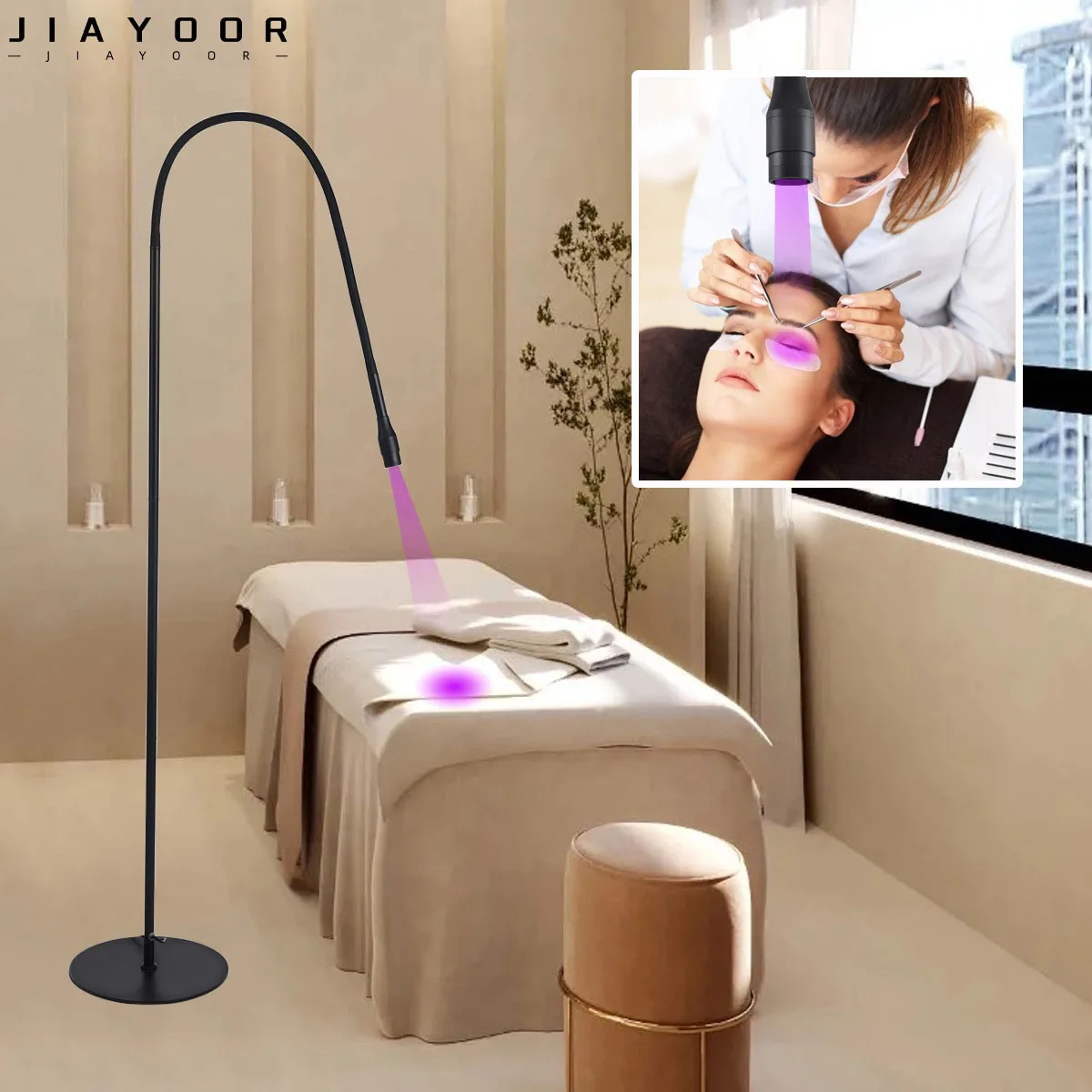 2023 LED 5/10W Purple Light UV Eyelash Beauty Nail Gel Quick Cure Lamp Eyelash Grafting Foot Switch LED Floor Lamp Free Shipping