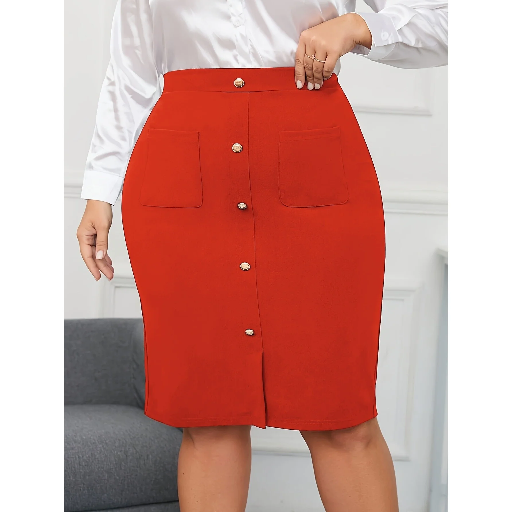 

Elegant Commute Skirt Women's plus Size Fashionable Casual Half-length Skirts for Business Traveling Office Workwear