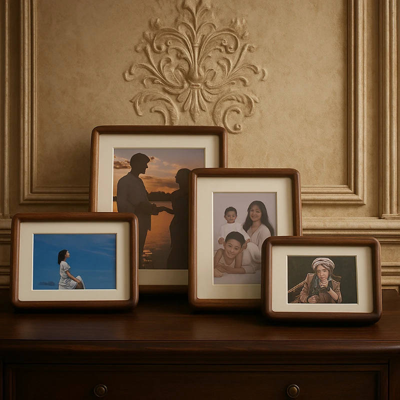 6/7/8/10 Inch Solid Wood Picture Frame Black Walnut Photo Frame Mortise-Tenon Craft Swing Table Display for Home Decoration