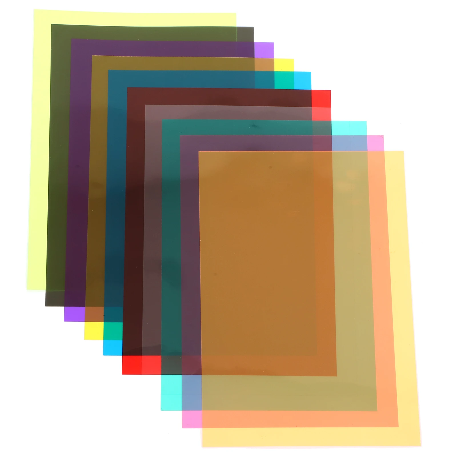 

10pcs PVC Film Sheets Clear Colorful Plastic Panels PP Diffuser Panels for Photography Lighting Filters Stages Theatrical