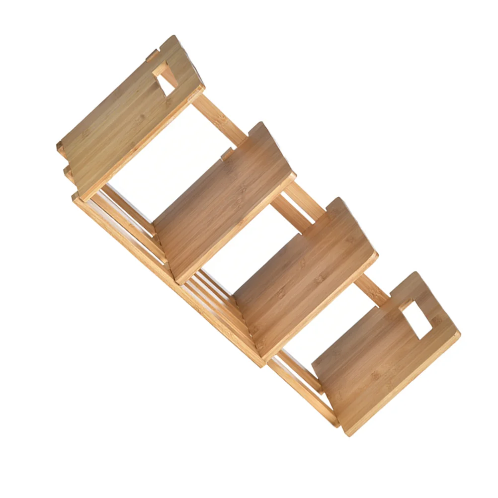 Retractable Bamboo Bookshelf 5 Tier Desktop Storage Space Saving Bookend Tidy Office Decor Bamboo Bookend Book Rack Storage Rack