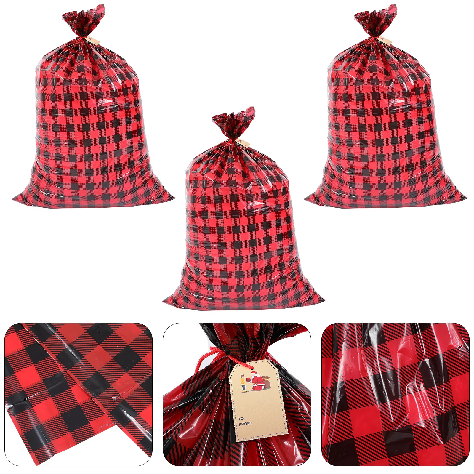 

3Pcs Christmas Gift Bag Large Size Storage Sack Festive Pattern Pe Material for Wrapping Presents New Year Party