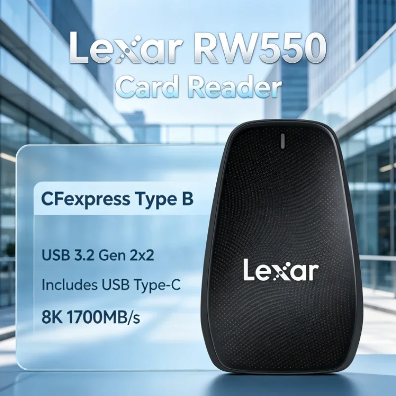 Lexar RW550 CFexpress Type B Reader 8K 20Gbps USB Type-C USB 3.2 Gen 2x2 Card Reader for Data Transfer