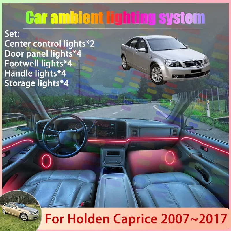

Для Holden Caprice MK3 3-го поколения (2007-2017) 2008 2009 2/24 в 1 Комплект атмосферной RGB-подсветки салона автомобиля с эффектом бегущих огней