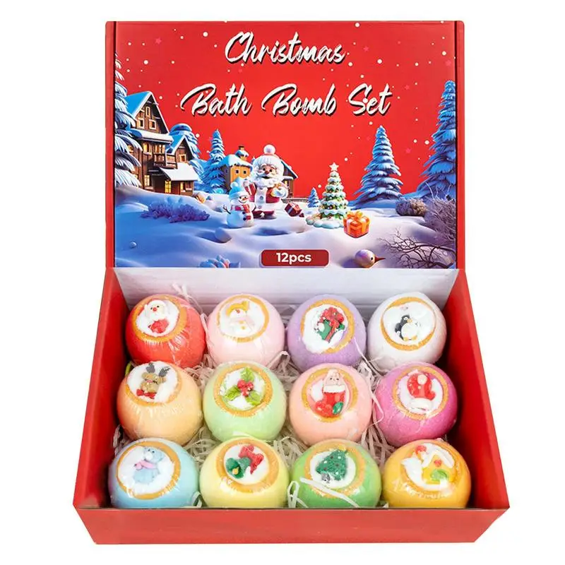 Bath Salt Ball Set Christmas Bombs Bath For Kids 12X Bath Fizzies With Natural Sea Salt For Bubble Bath Spa Christmas