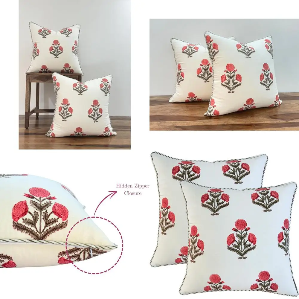 

Хлопковые наволочки в стиле бохо, 24 x 24, набор из 2 шт., декоративные для гостиной, холст из 100% хлопка, праздничные акцентные подушки