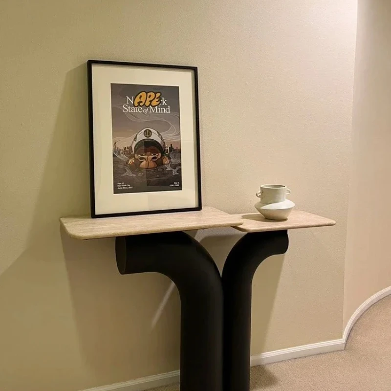 

Creative Marble Entrance Table Long Narrow Table Light Luxury Entrance Table Designer Cave Stone Narrow Against The Wal
