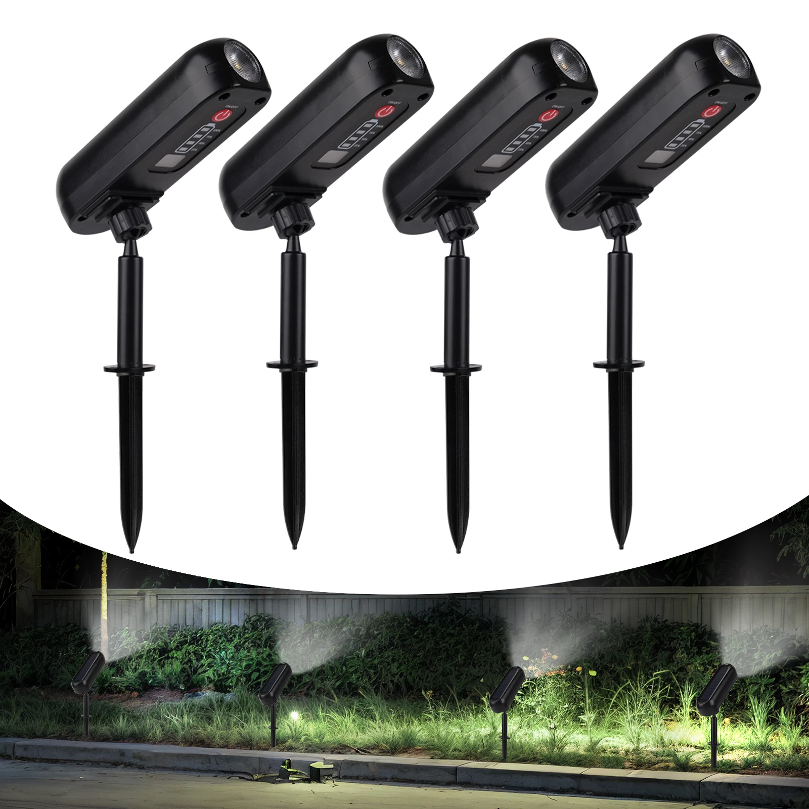 T-SUNRISE 4 Pack Solar LED Spotlight Green 4