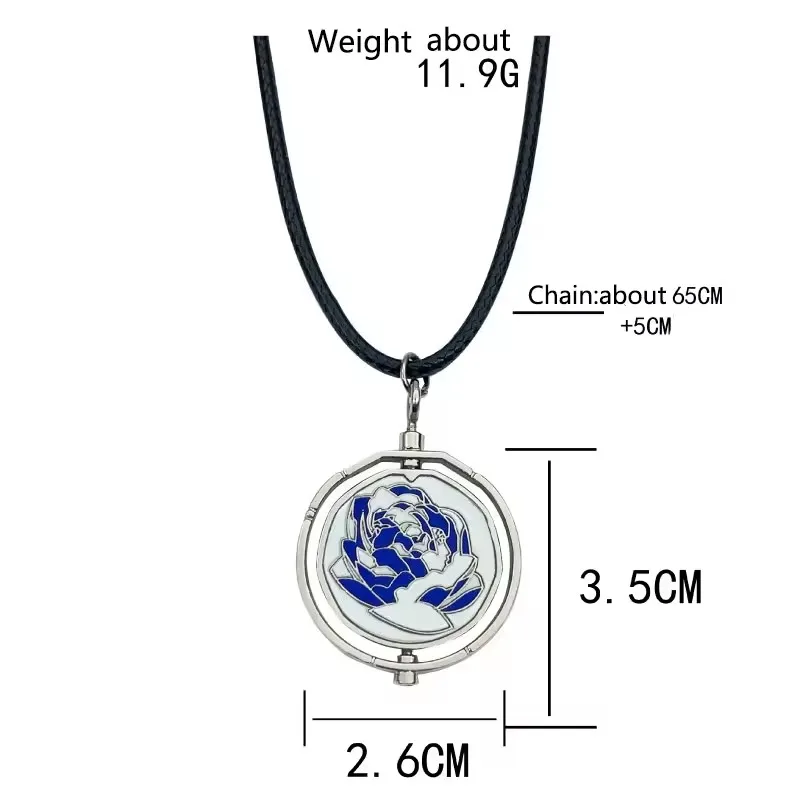 أنيمي جامعة الأساطير غامض Jinx Ekko تدوير الأزرق روز قلادة قلادة عشاق الأصدقاء يرتدي سلسلة قلادة الحلي #6