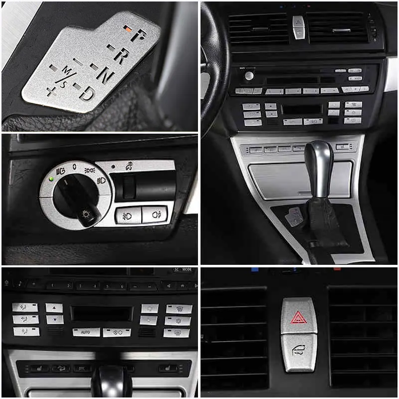 

For BMW X3 E83 2006-2010 Car CD Panel Air Conditioner Headlight Switch Seat Heating Button Cover Trim Stickers Car Accessories