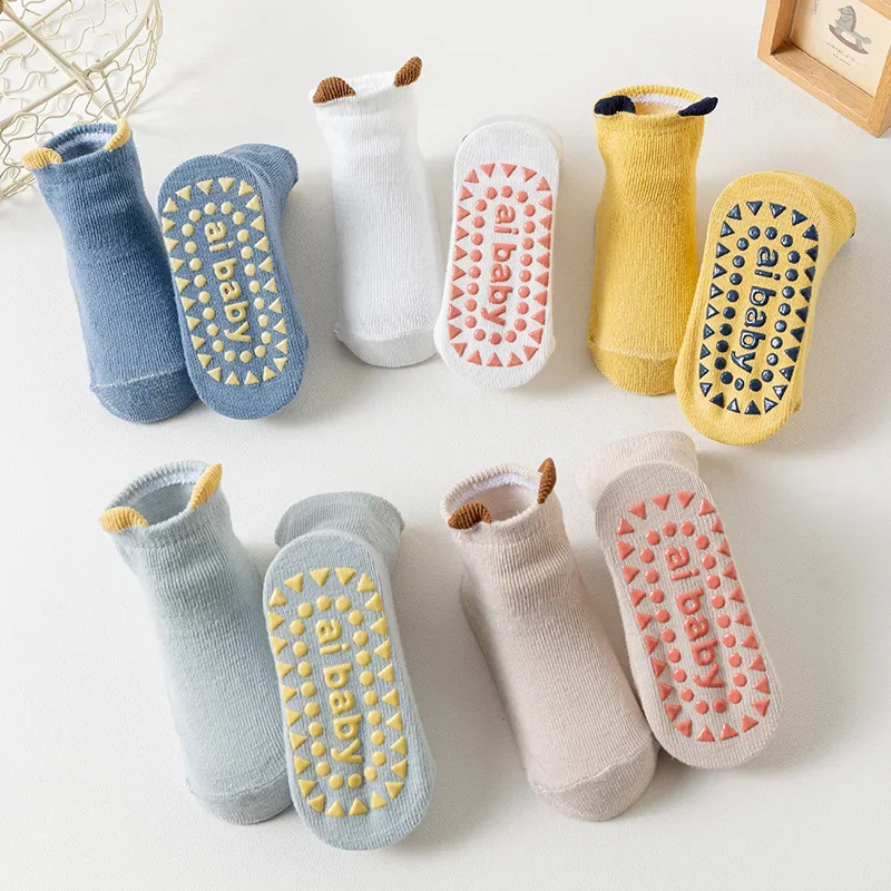 1 Pairs Infant Newborn Baby Anti-Slip Socks For Girls and Boys Accessories Toddler Cute Cartoon Floor Stockings for 1-3 Years