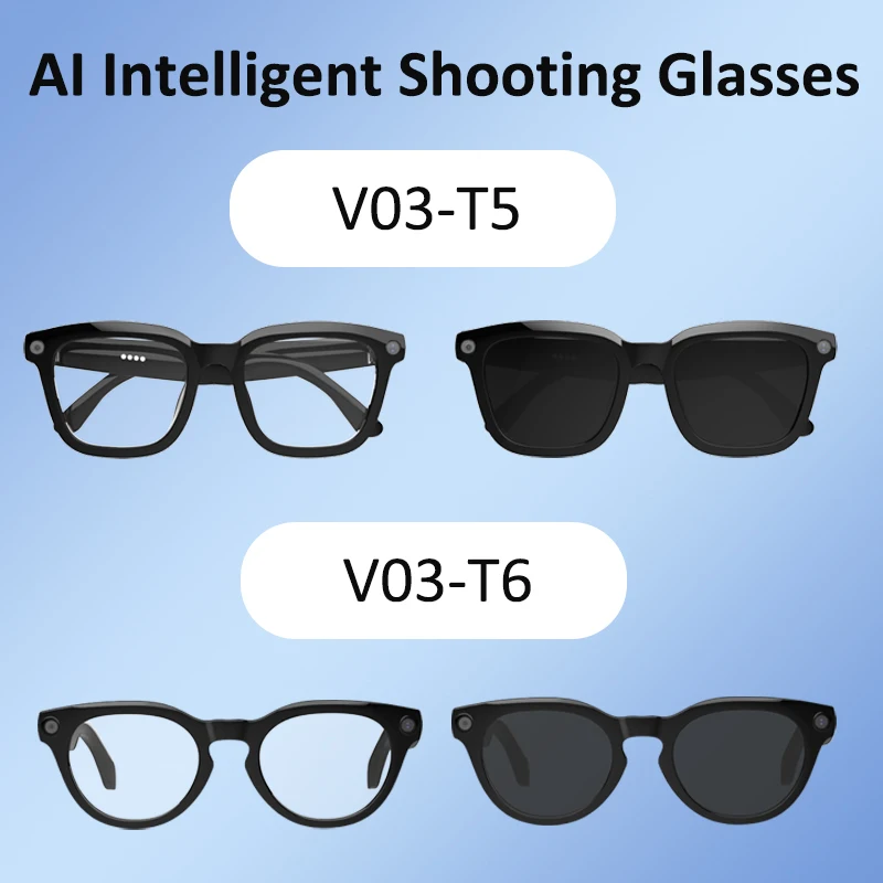 

Smart AI Glasses V03 HD Camera 1080P Video Photo Recorder Al Image Recognition Voice Translation WiFi Bluetooth Call Sunglasses