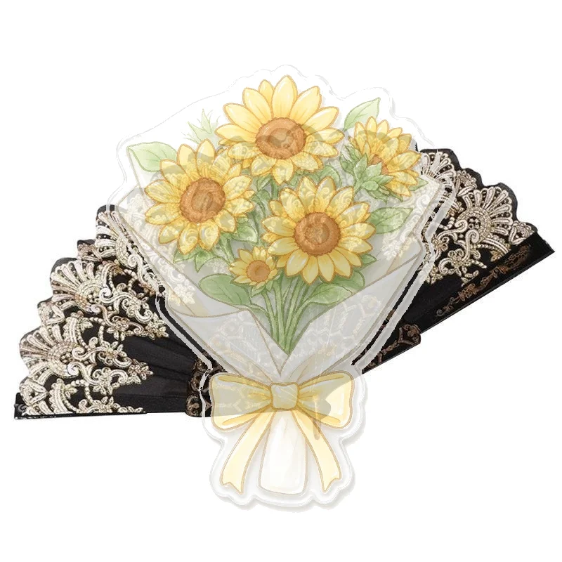 Chinese Folding Hand Fan Gold Lace Printed Lightweight Portable Fan for Wedding Souvenir Guest Gift Decor