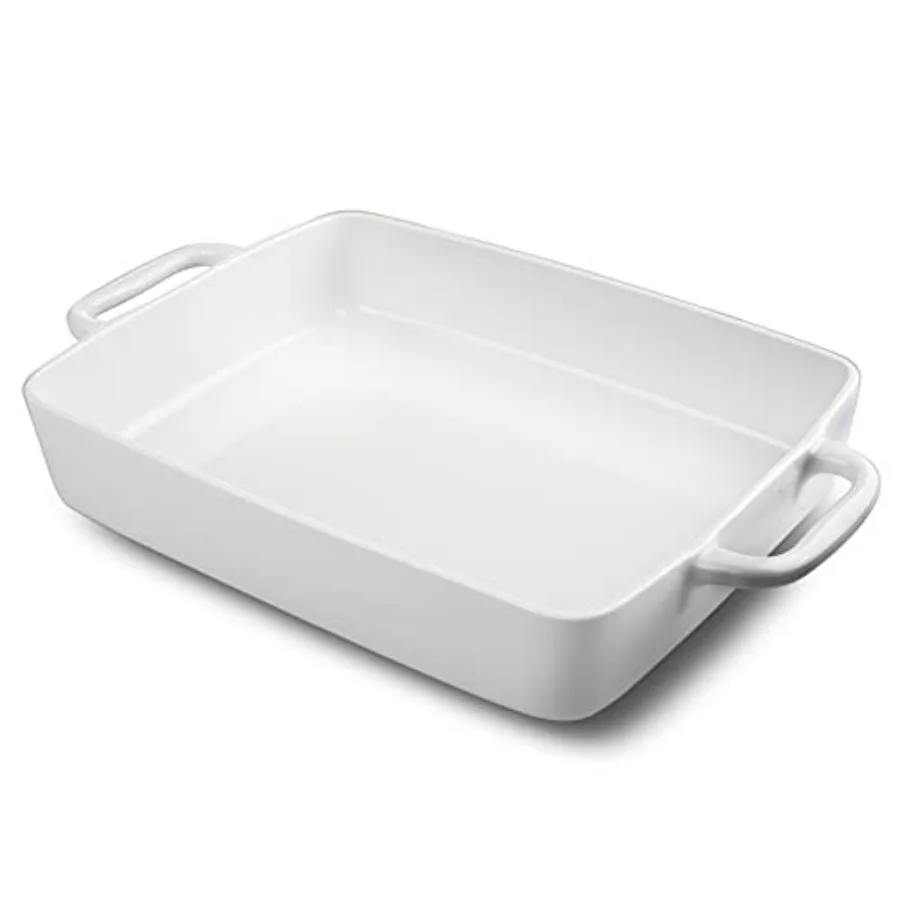

9 x13 Baking Dish Ceramic Lasagna Pan for Oven, Large Bakeware Tray Rectangular Casserole Dishes with Double Handle for Cooking